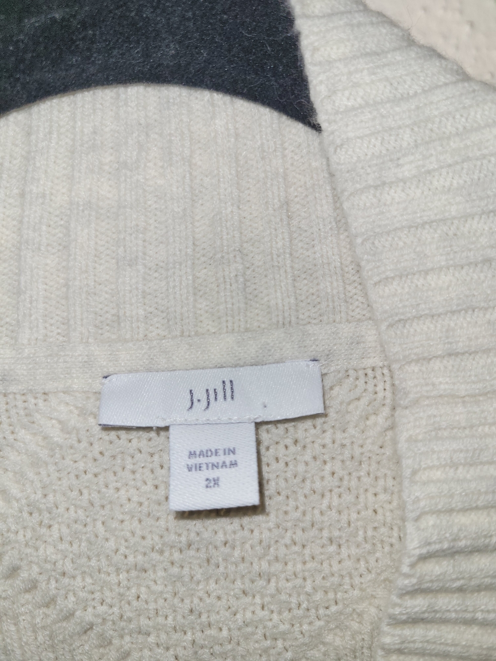 J.Jill Cable Knit Cardigan 2X Ivory Gold Buttons Double Breasted - Picture 2 of 7